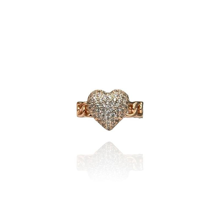 Anello Cuore Strass Chunky
