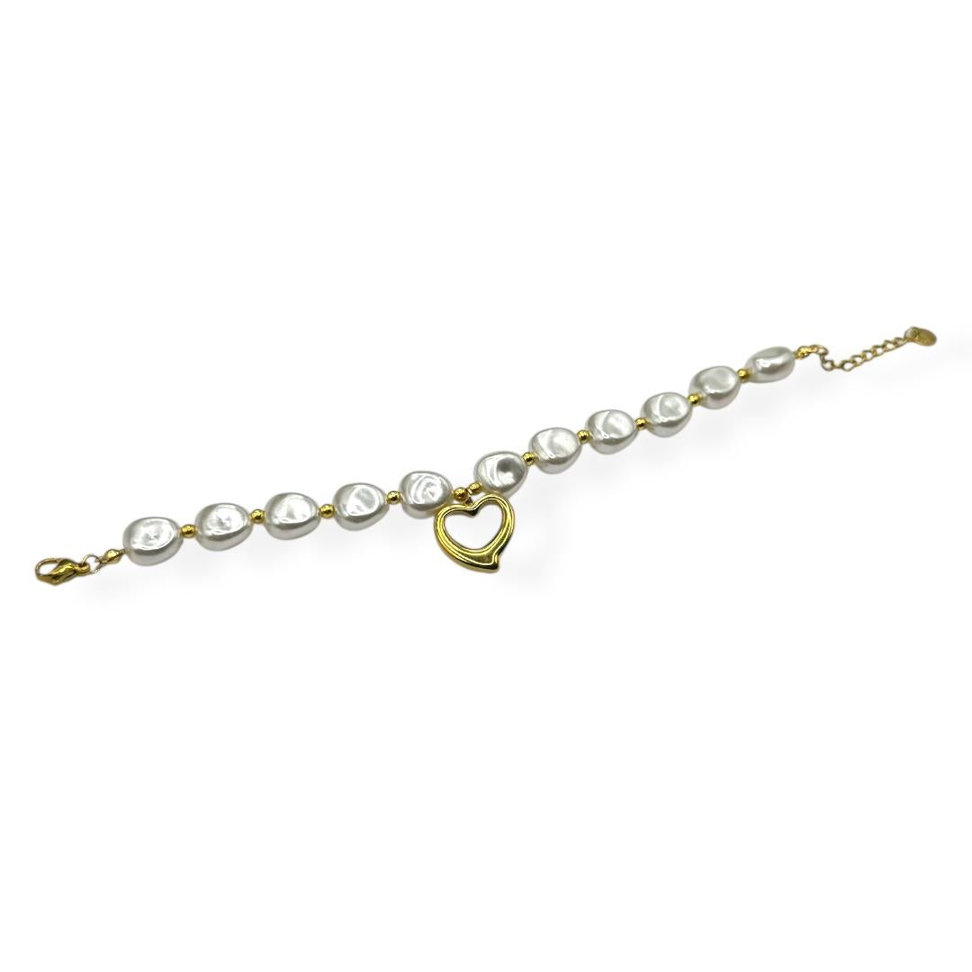 Bracciale Perla Cuore Sagomato