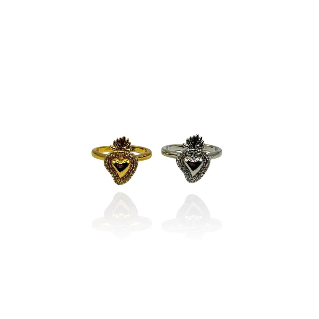 Anello Cuore Sacro Zirconato