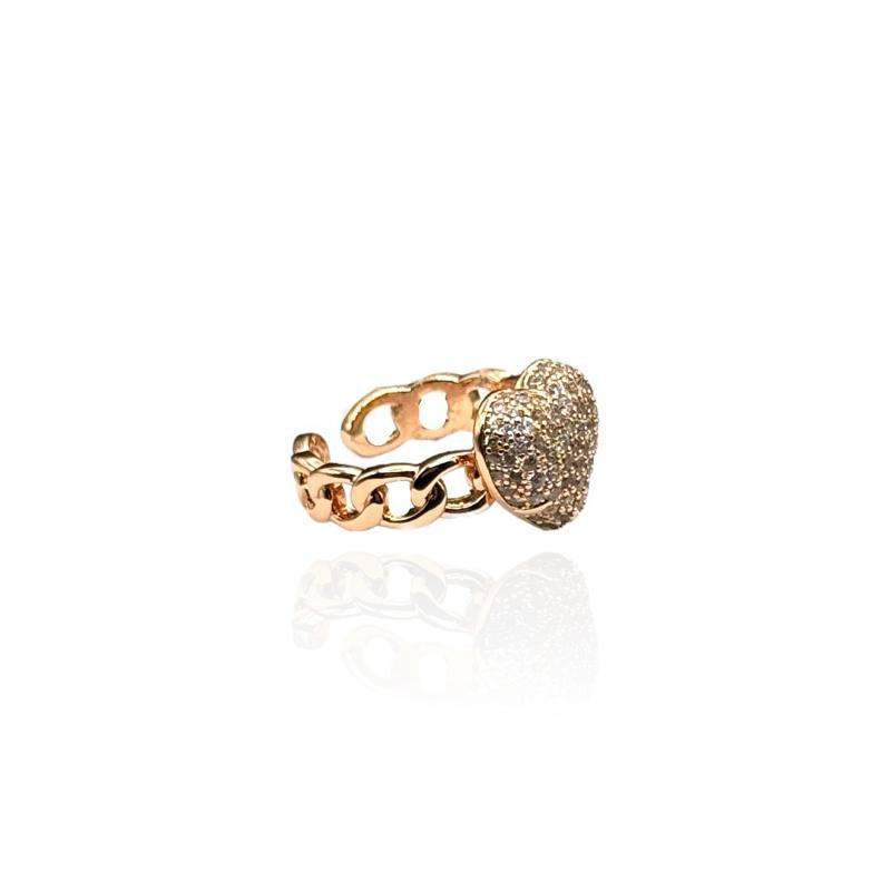 Anello Cuore Strass Chunky