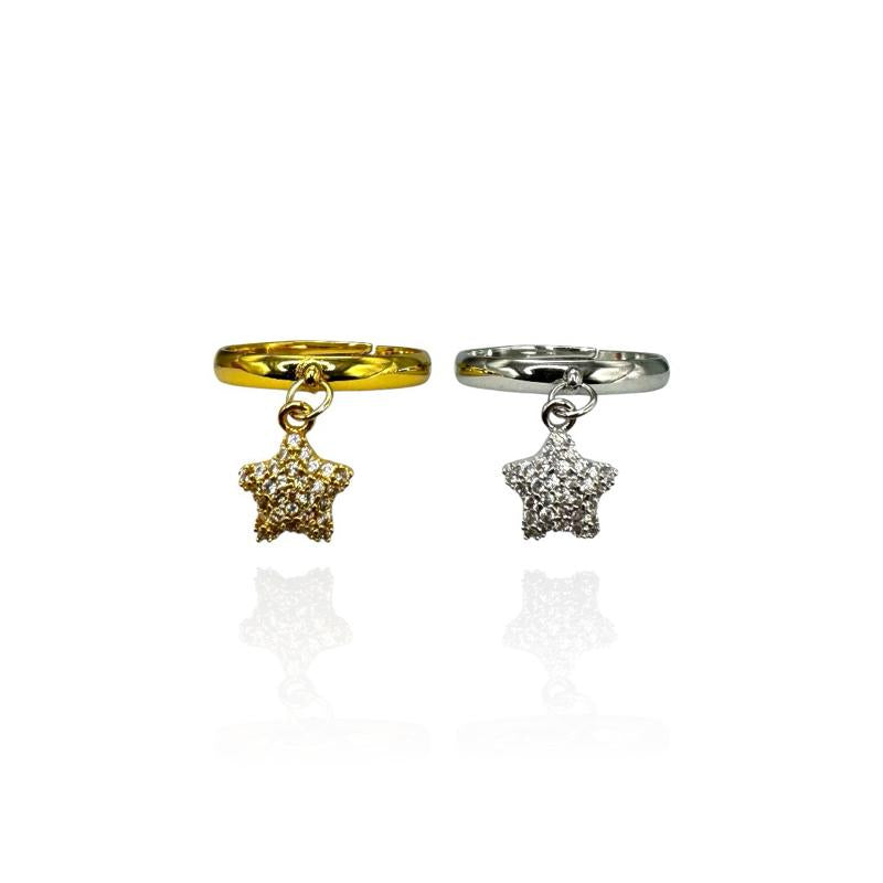 Anello Stellina Strass Pendente