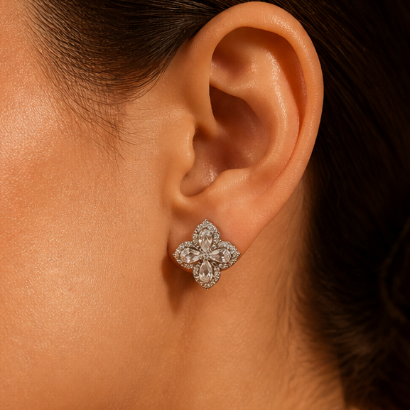 Orecchini Fiore Strass