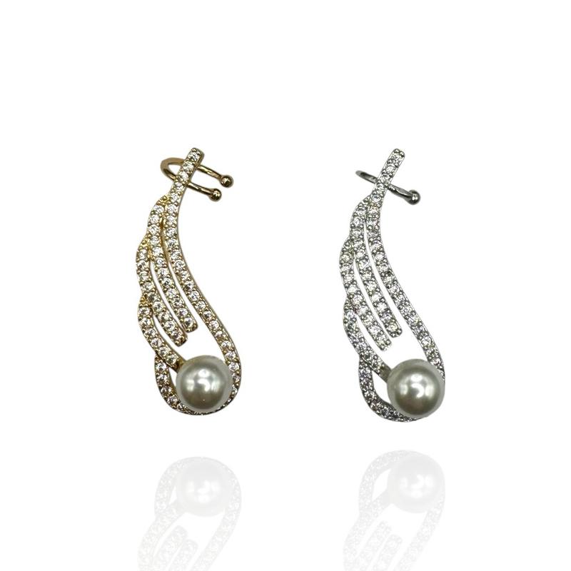 Ear Cuff Ala con Perla e Strass
