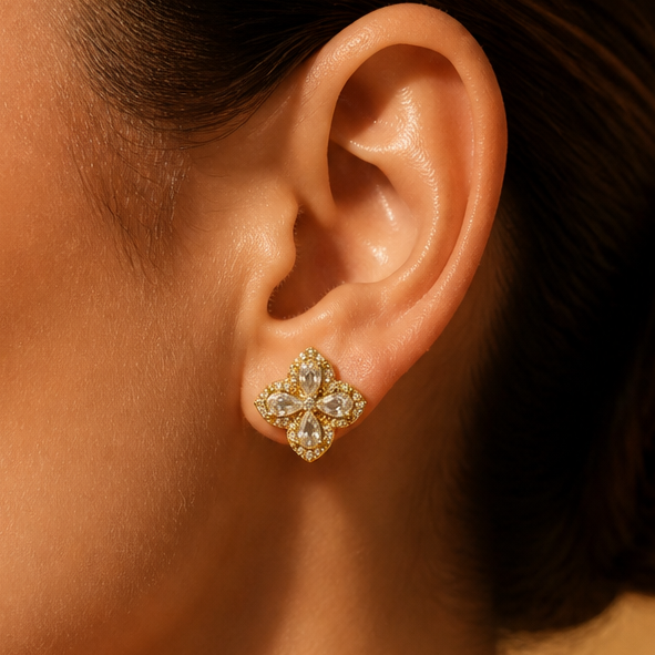Orecchini Fiore Strass
