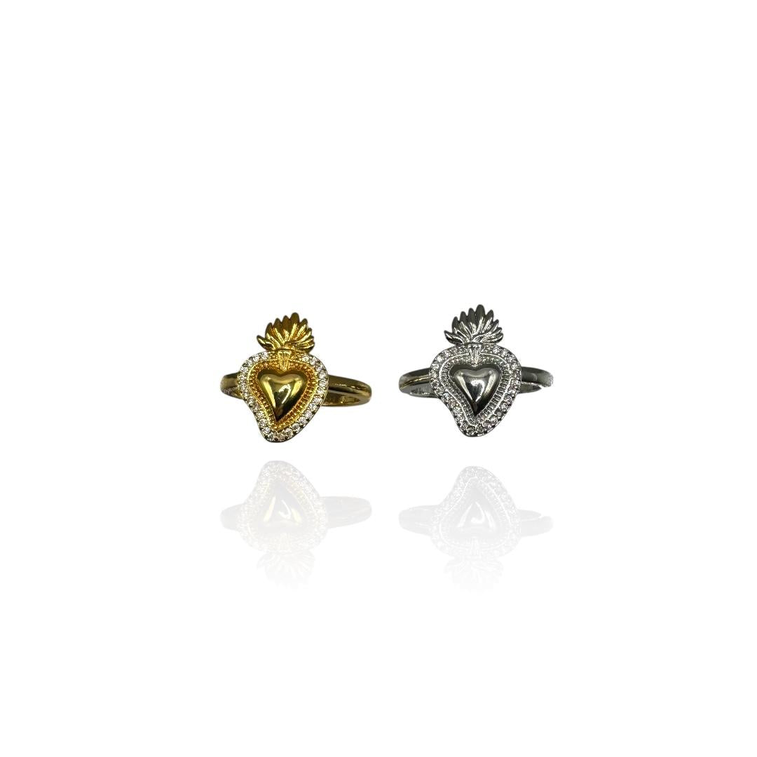 Anello Cuore Sacro Zirconato