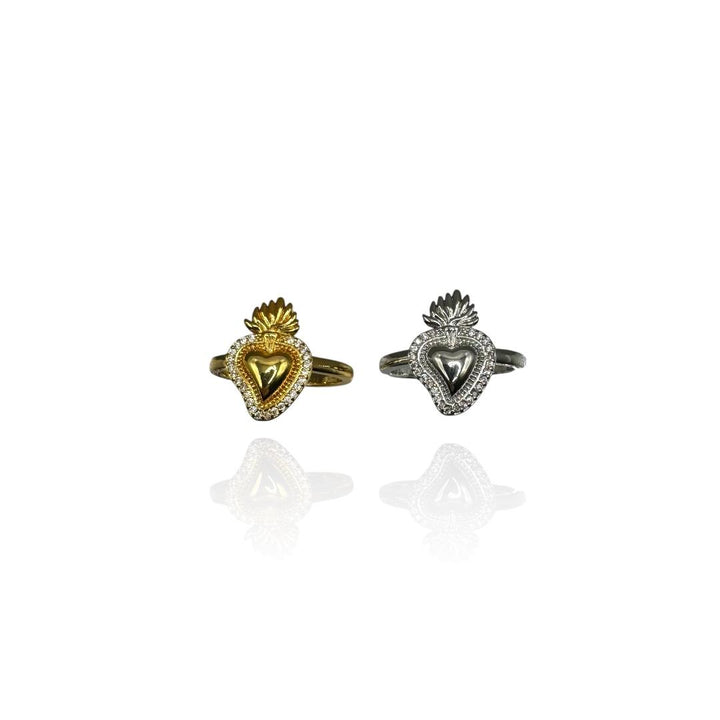 Anello Cuore Sacro Zirconato