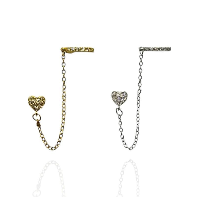 Ear Cuff Cuore Con Catena